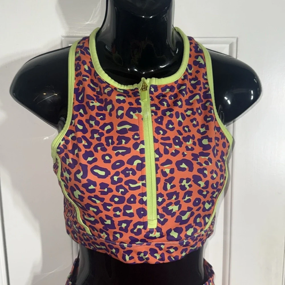 Peloton x Brittany Allen Neon Leopard Print Sports Activewear Set Size Medium - Picture 2 of 15